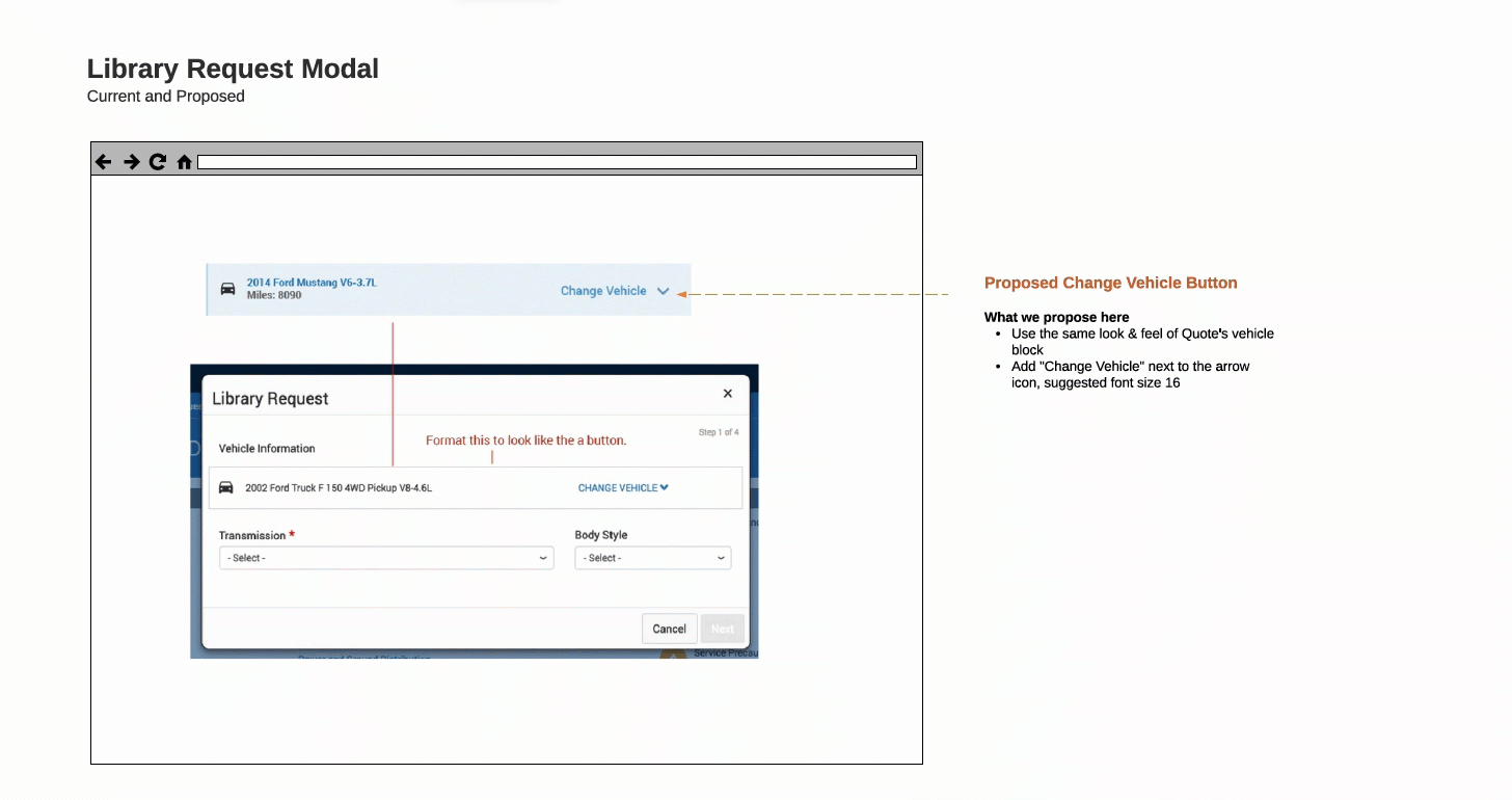 Making the selected vehicle more prominent